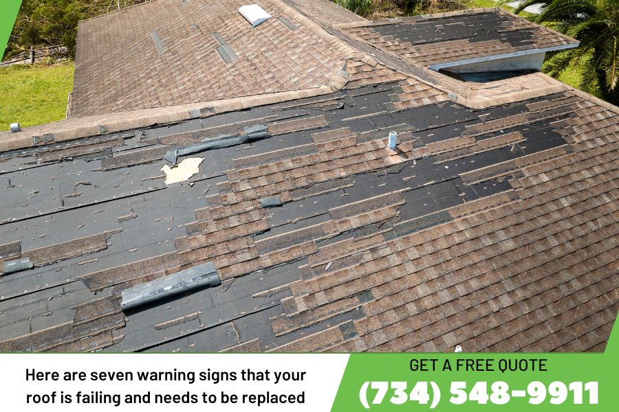 Here are seven warning signs that your roof is failing and needs to be replaced.